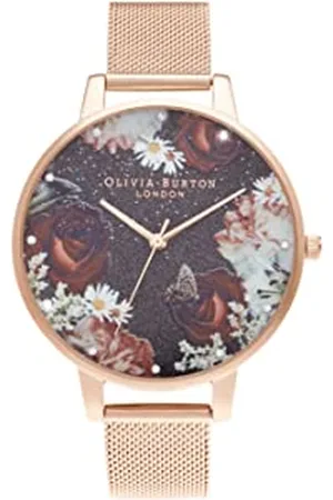 Olivia Burton Montre Analogique à Quartz pour Femme Collection Winter Blooms avec Bracelet Milanais en Acier Inoxydable Couleur Or Rose - OB16WG80