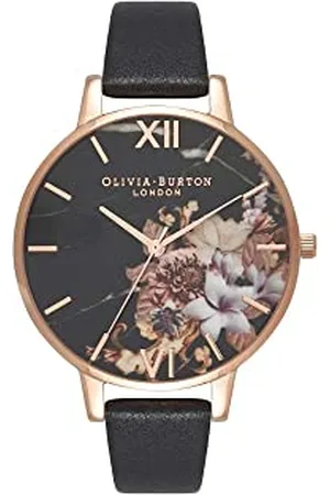 Olivia Burton Montre Analogique à Quartz pour Femme avec Bracelet en Cuir Noir - OB16CS01