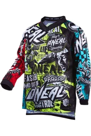 Oneal | Maillot de Motocross Manches Longues | Enfants | MX MTB VTT | Matière légère, Coupe Ergonomique Slim fit pour Un Ajustement Parfait | Element Youth Jersey Wild V.22 | Multi | L