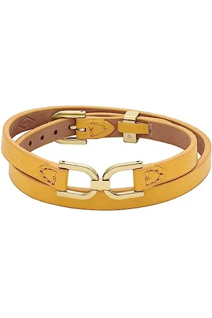 Fossil Bracelet pour femme Heritage D-Link Lemon, bracelet en cuir jaune, longueur : 406mm, JF04439710