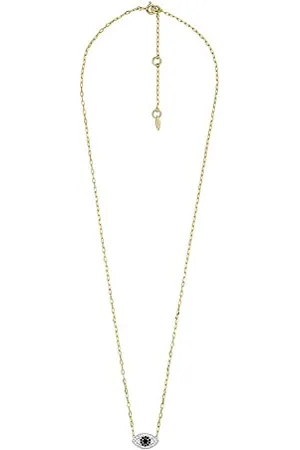 Fossil Collier Pour Femmes En Argent Sterling, Longueur : 457mm+50mm, Largeur : 12.4mm, Hauteur : 7.6mm Or, Argent Collier En Argent Sterling Plaqué Or 14K, JFS00581998