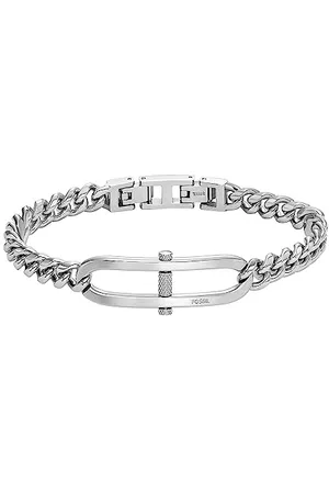 Fossil Bracelet pour hommes Heritage, bracelet à maillons en D en acier inoxydable, longueur : 185 mm + 15 mm, largeur : 44,4 mm, hauteur : 16,8 mm, JF04468040