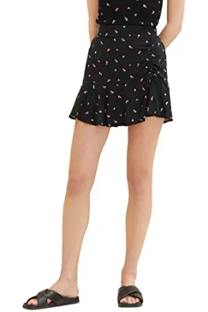 TOM TAILOR 1036626 Mini Jupe, 31950-Imprimé Petites Fleurs Noires, 36 Femme