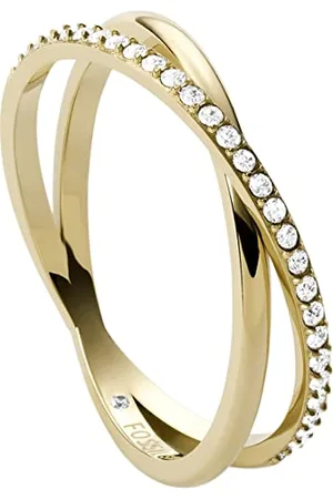 Fossil Bague Pour Femme Vintage Iconic, Hauteur : 5.4mm Bague En Acier Inoxydable Doré, JF03752710