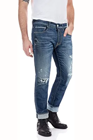 Replay Herren Jeans Grover Straight-Fit Bio, Bleu Moyen 009-3 (Blau), 27W / 32L