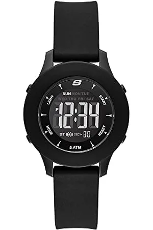 Skechers Montre Rosencrans pour femme, Mouvement numérique, 37 mm Boîtier en polycarbonate noir avec bracelet en silicone, SR6141