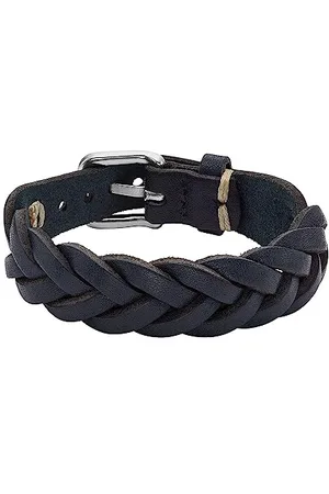 Fossil Bracelet pour Homme Leather Essentials, bracelet en cuir marine, longueur : 260mm, largeur : 20mm, JF04406040