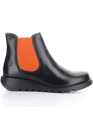 Fly London Femme Salv Bottine Chelsea, Élastique Noir et Orange, 36 EU