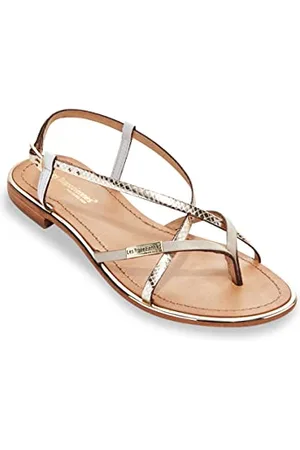 Les Tropéziennes par M Belarbi Femme Monaco Chaussures Ville Entre-Doigt, Creme-Or Serpen, 40 EU