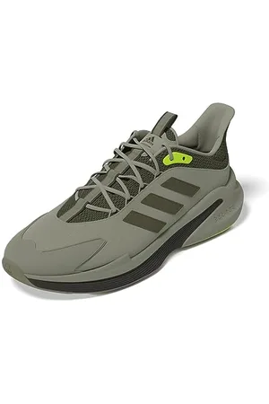 adidas Homme AlphaEdge + Shoes Chaussures de Course, Silver Pebble/Olive strata/Lucid Lemon, 44 2/3 EU