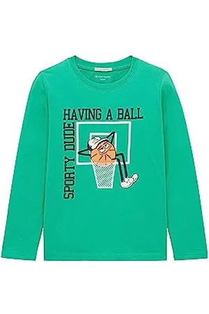 TOM TAILOR 1037534 T-Shirt à Manches Longues pour Enfant, 32262-Vert Herbe Brillante, 116 cm-122 cm Garçon