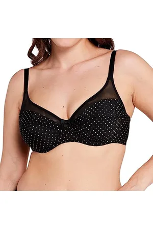 Sans Complexe Soutien Gorge Classique Armatures, pour Femmes, Modèle Complice 70AAD81, Imprime Pois Noir & Ocre, 95D