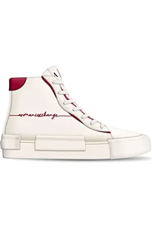 Armani Exchange Femme Logo contrasté, Haut Basket, Blanc/Rouge, 41 EU