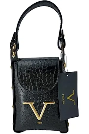 19V69 Italia Leather Cocco Stone-Black, Sac en Cuir Femme