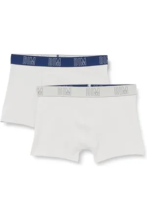 Dim Boxer Garçon en Coton Bio x2, Gris Bleu, 14 ans