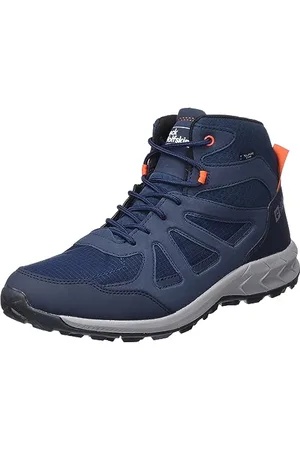 Jack Wolfskin Homme WOODLAND 2 TEXAPORE MID M Chaussure de Marche, Dark Bleu / Rouge, 40.5 EU