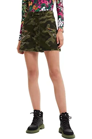 Desigual FAL_Duna, 4086 Dark Kaki Jupe, , X-Small Femme