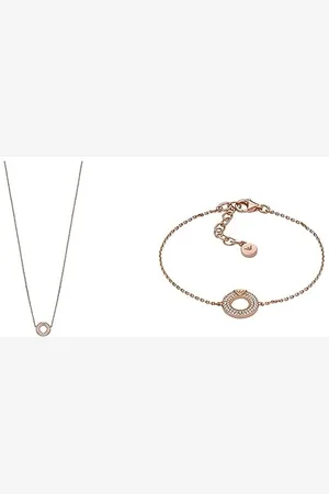 Emporio Armani Collier à pendentifs et bracelet à composants pour femmes - argent rose
