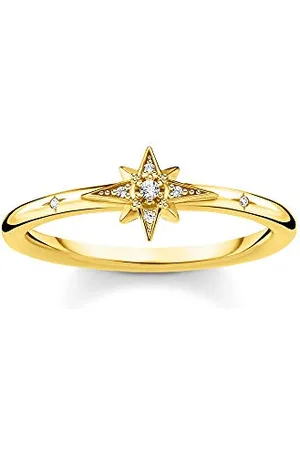 Thomas Sabo Ring Stern mit Steinen gold vergoldetes Silber TR2317-414-14-56