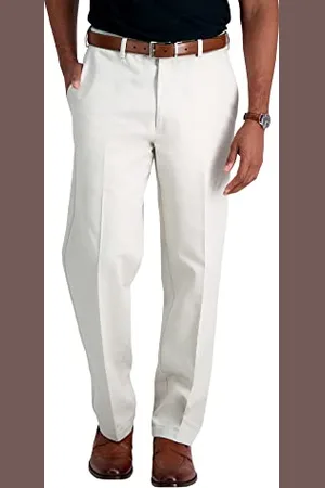 HAGGAR Work to Weekend, Pantalon Polyvalent sans Pinces pour Homme avec Taille Extensible dissimulée - Coupe Classique, , 40W x 30L
