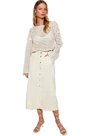 Trendyol Damen Gerade Maxi Basic Eine Linie Rock Jupe, , 40 Femmes
