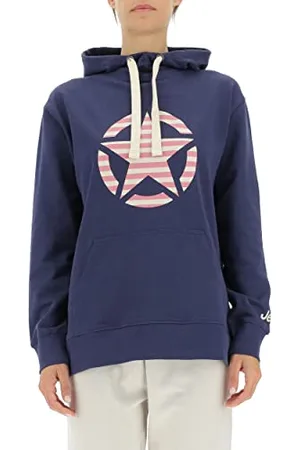 Jeep O102608-A184 J Woman Hooded Oversize Sweatshirt Star Striped Print J22W S