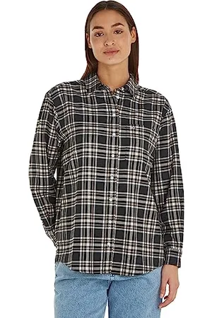 Tommy Hilfiger Femme Chemise Check Overshirt Manches Longues, Multicolore (Black Check), L