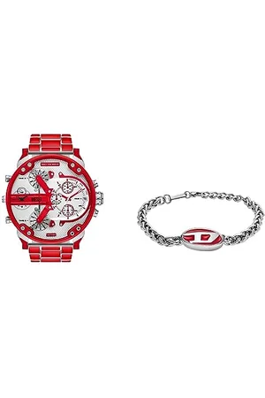 Diesel Montre Hommes Mr Daddy 2.0 et Bracelet chaîne - Mouvement à Deux Aiguilles, Acier émaillé