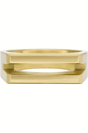Fossil Bague chevalière en acier inoxydable ton or pour hommes JF04608710