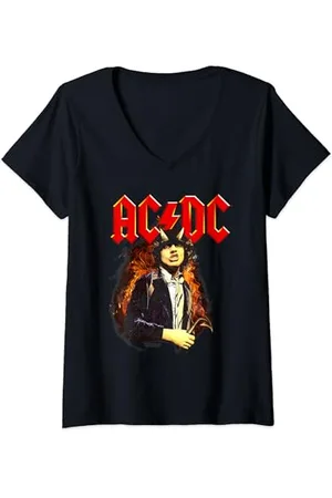 AC/DC Femme Rock Music Band Angus Highway To Hell T-Shirt avec Col en V