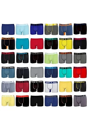Freegun Pack Surprise Boxer Enfant Durable, Modèle Aléatoire, Maintien Anti-Glisse, Peaux-sensibles et Hypoallergénique (Lot de 5), Noir, Gris, Bleu, Rouge, Taille 12/14 Ans