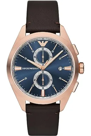 Emporio Armani Montre pour homme, mouvement quartz/chrono, boîtier de 43 mm, bracelet en cuir pro-planet AR11554