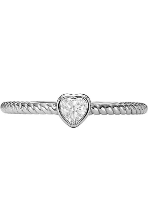 Fossil Bague pour Femme, Bague à Cœur en Acier Inoxydable Superposé, , 9