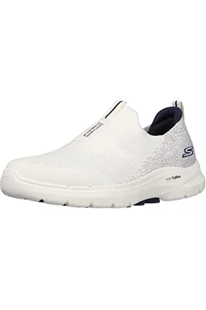 Skechers Chaussures de Marche Gowalk 6 Stretch pour Homme, Blanc/Bleu Marine, 46 EU
