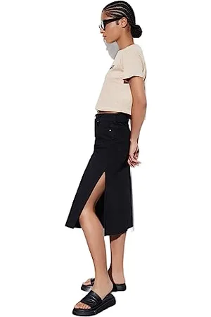 Trendyol Jupe midi trapèze en Jean pour Femme, , 68