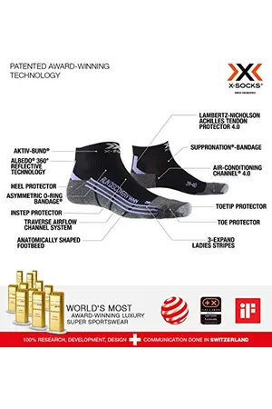 X Bionic X-Socks Run Discovery Chaussette de Course Noir Femmes Taille 41-42