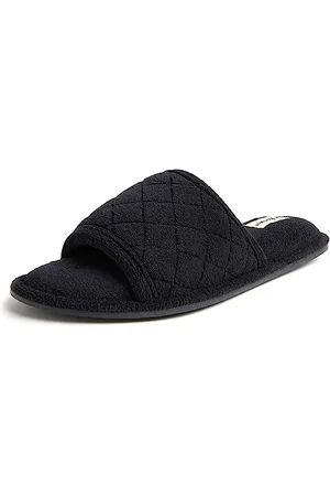 Dearfoams Femme Beatrice Mules latérales en Tissu éponge Chausson, , Large