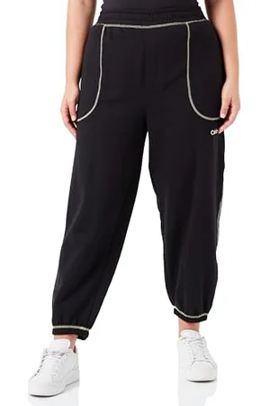 Calvin Klein Femme Jogging Sweatpants, Multicolore (Black/Sunny Lime), M