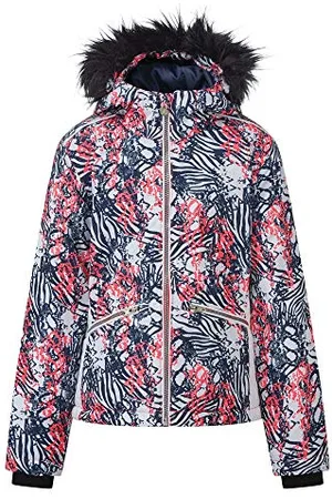 Dare 2B Far Out Veste de Ski Isolante, Imperméable et Respirante avec Capuche, Jupe par-Neige et Bandes réfléchissantes Jackets Waterproof Insulated Fille Néon Pink FR: S (Taille Fabricant: 3-4)