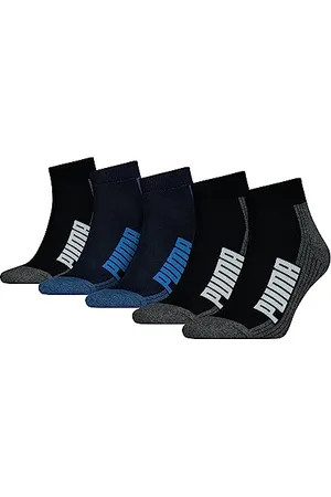 PUMA Quarter Chaussettes, Bleu/Noir, 35/38 (Lot de 5) Unisexe