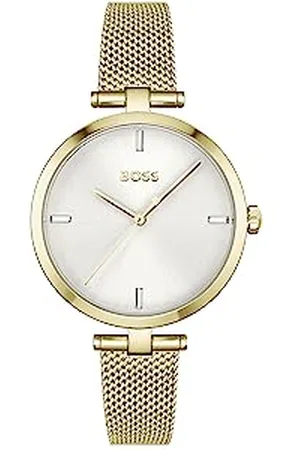 HUGO BOSS Montre Analogique à Quartz pour Femme Collection Majesty avec Bracelet Milanais en Acier Inoxydable de Couleur Dorée - 1502586