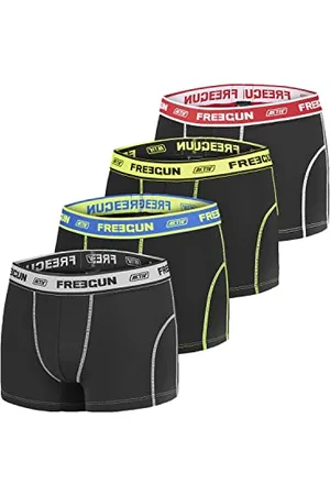 Freegun Caleçon Homme sans Déformation, Boxer Homme, AKTIV, Liberté de Mouvement et Maille Aérée (Lot de 4), , Jaune, Taille XL