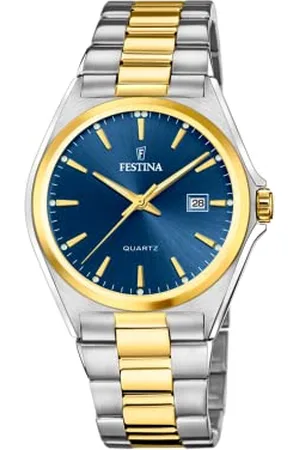 Festina Montre Acier Classique Bleu, Bracelet en Acier, Homme