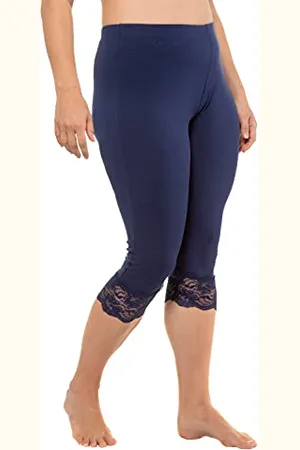 Ulla Popken Capri, Ourlet élastique en Dentelle Pantalon, , 32W x 32L Femme