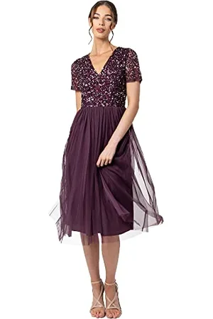Maya Deluxe Maya Berry Embellished Halter Neck Maxi Dress Robe de Demoiselle d