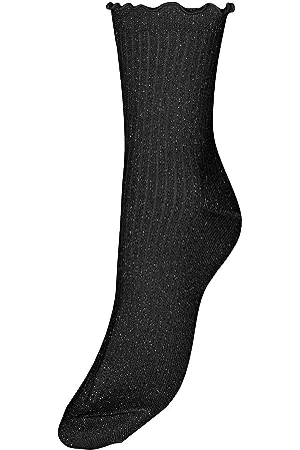 VERO MODA Vmmagic Chaussettes à Paillettes Noos, Noir/Détails : Match Lurex, Taille Unique Femme