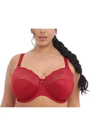 Elomi Morgan-Soutien-Gorge en Dentelle Stretch avec Armatures Couverture Totale, Opaque, Rouge Vif, 105G Femme