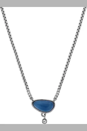Skagen Collier pour femmes Collier à chaîne en verre bleu, longueur : 406mm+51mm, largeur : 9.3mm, hauteur : 9.4mm, SKJ1711040