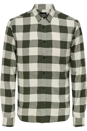 Only & Sons Onsgudmund Ls Checked Shirt Noos Chemise, Forest Night 2, XXL Homme