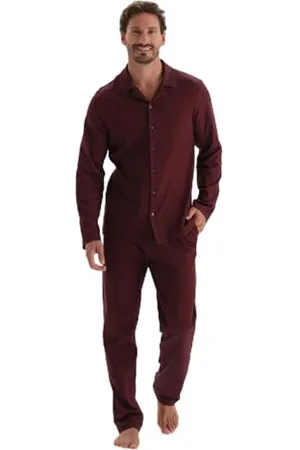 Dagi Long Sleeve Mikroprint Size Printed Shirt Pants Pajamas Suit Ensemble Pyjama, , L pour des Hommes